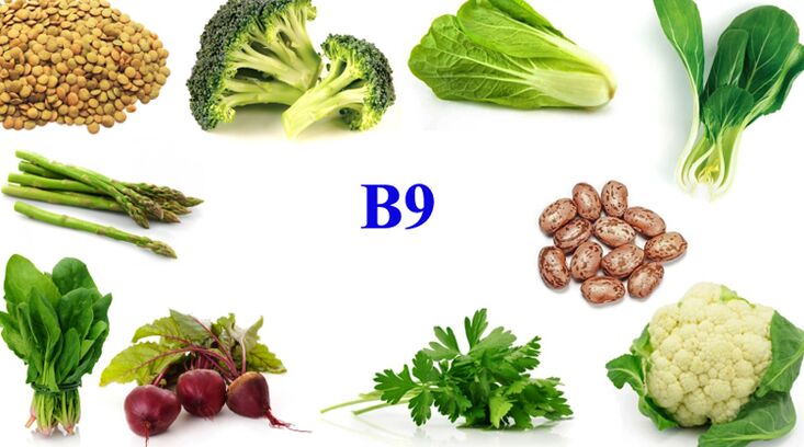 potentsial uchun mahsulotlarda vitamin B9